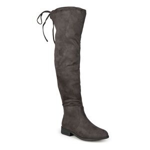 JOURNEE COLLECTION Womens Gray Tie Mount Round Toe Block Heel Heeled Boots 8 M